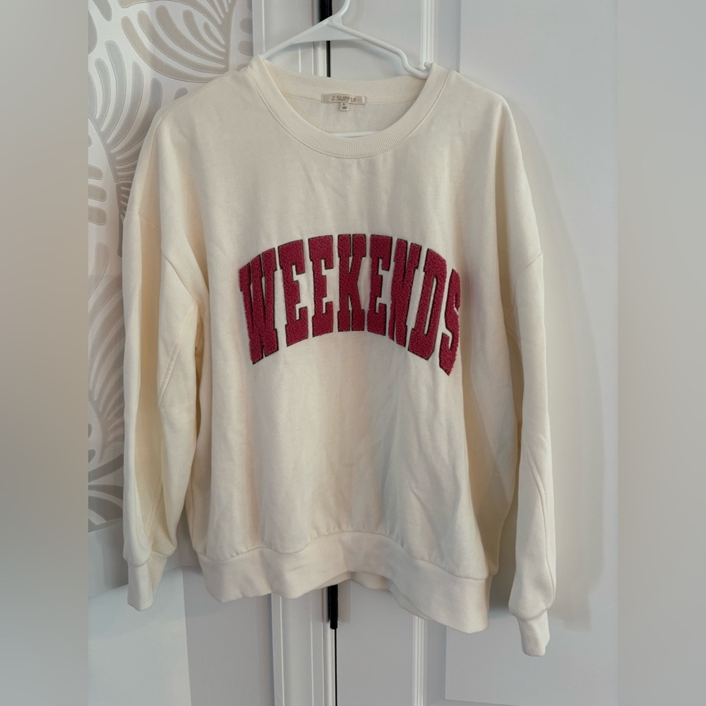 Z Supply Cream and Pink Weekends Sweater